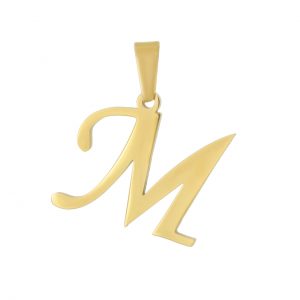 خرید آویز گردنبند طلا 18 عیار جواهری میکا طرح M کد 0110008