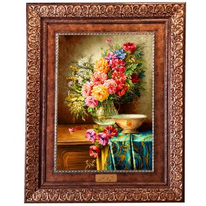 خرید تابلو فرش ماشینی نقش نگار رضوی طرح گل کد 2510KP