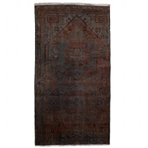 خرید                     فرش دستبافت رنگ شده یک و نیم متری طرح وینتج کد 990386