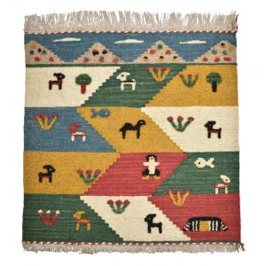 خرید                     گبه دستبافت یک چهارم متری مدل قشقایی کد H5