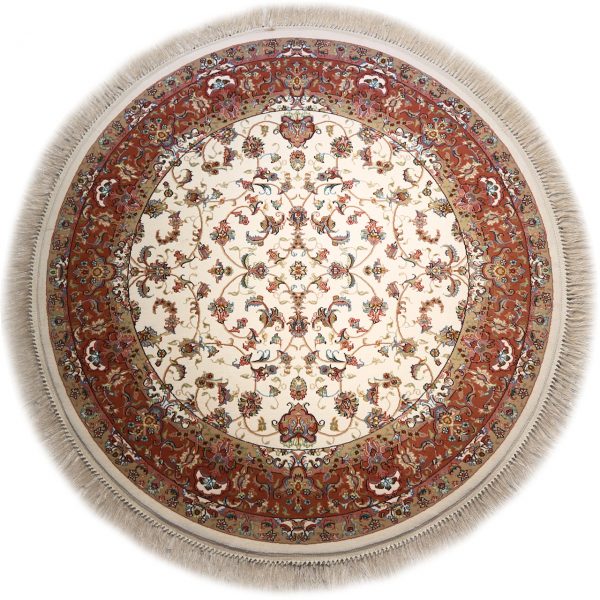 خرید                     فرش ماشینی گرد رادین اصفهان طرح گرد افشان 3 رنگ زمینه صدفی