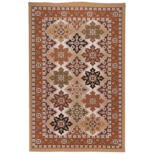 خرید                     گلیم ماشینی یک و نیم متری دنیای فرش طرح کتیبه کد 125
