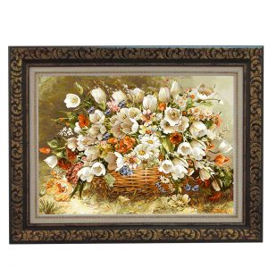 خرید تابلو فرش ماشینی نقش نگار رضوی طرح گل کد 2188D