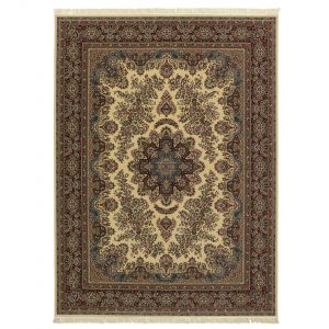خرید فرش ماشینی الماس کویر طرح کرمان کد B2 زمینه کرم