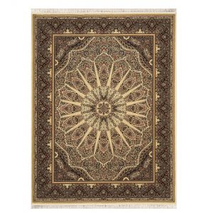 خرید                     فرش ماشینی الماس کویر طرح کرمان کد B1 زمینه کرم