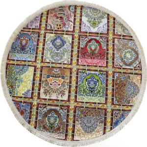 خرید                      کلاژ فرش ماشینی یک متری نارسیس طرح گرد کد 4710