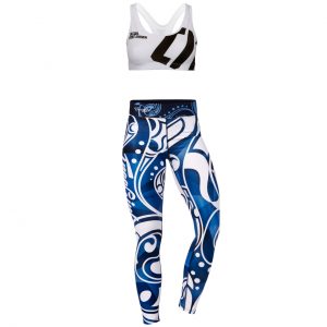 خرید                     ست نیم تنه و لگینگ ورزشی زنانه ترک گرل مدل Blue White 09