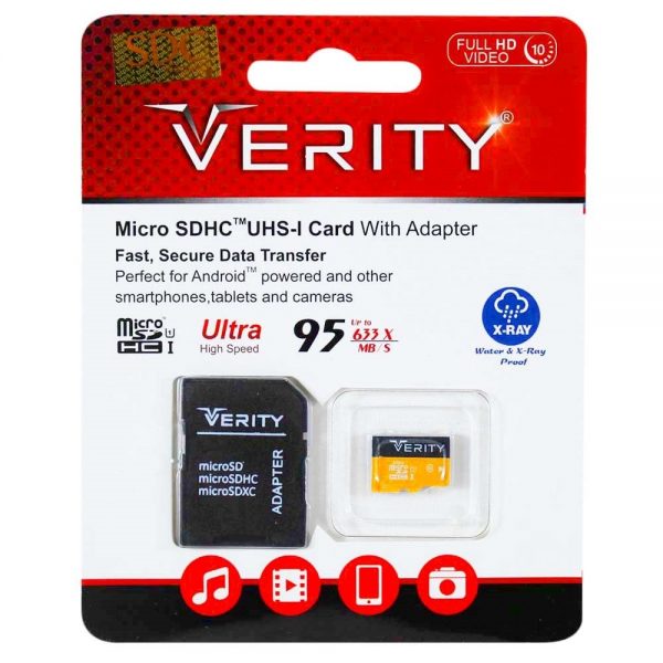 خرید                     کارت حافظه microSDHC وریتی کلاس 10 استاندارد UHS-I U1 سرعت 95MBps ظرفیت 32 گیگابایت به همراه آداپتور SD