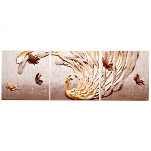 خرید                     تابلو سه تکه دکوراد مدل طاووس وکتور