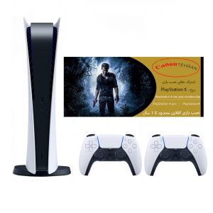 خرید                                     مجموعه کنسول بازی سونی مدل PlayStatio 5 Digital Edition ظرفیت 825 گیگابایت به همراه کارت اشتراک طلایی نصب بازی ودسته اضافی