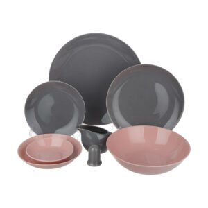 خرید سرویس 30 پارچه کلارا مدل stoneware کد p300-pink-gray