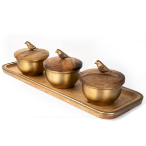 خریدقندان گلد کیش مدل برد کد GK829474 مجموعه 3 عددی به همراه سینی