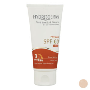 خریدکرم ضد آفتاب رنگی هیدرودرم SPF60 مدل Phisical Tinted ‌مناسب پوست‌های حساس حجم 50 میلی‌لیتر