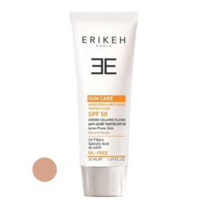 خریدکرم ضد آفتاب رنگی اریکه SPF50 مدل آنتی آکنه مناسب پوست های آکنه‌ای حجم 50 میلی لیتر