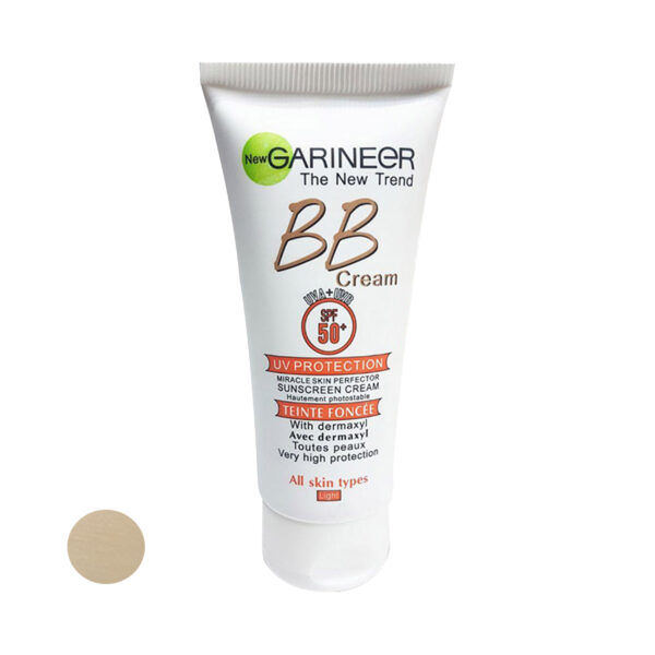 خریدکرم ضد آفتاب رنگی BB گارنیه SPF50 مدل 01 مناسب انواع پوست حجم 100 میلی لیتر