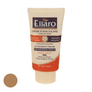 خریدکرم ضد آفتاب رنگی الارو SPF25 سری Foundation Effect مدل Natural Beige مناسب انواع پوست حجم 40 میلی لیتر