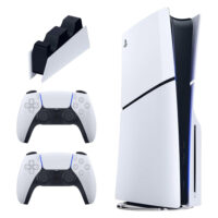 خریدکنسول بازی سونی مدل PlayStation 5 Slim ظرفیت یک ترابایت ریجن 2000 آسیا به همراه دسته اضافی و پایه شارژر