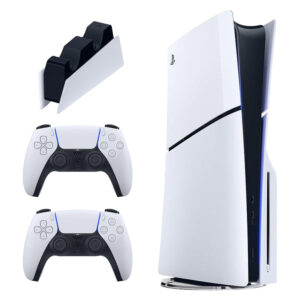 خریدکنسول بازی سونی مدل PlayStation 5 Slim ظرفیت یک ترابایت ریجن 2000 آسیا به همراه دسته اضافی و پایه شارژر