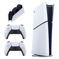 خریدکنسول بازی سونی مدل PlayStation 5 Slim Digital Edition ظرفیت 1 ترابایت ریجن 2016B اروپا به همراه دسته اضافی و پایه شارژر