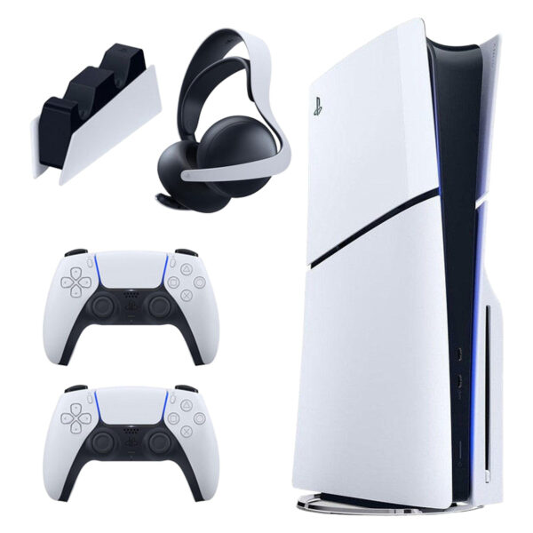 خریدکنسول بازی سونی مدل PlayStation 5 Slim ظرفیت یک ترابایت ریجن 2016A اروپا به همراه دسته اضافی و پایه شارژر و هدست Elite